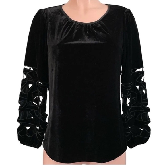 Anthropologie Joie Elegant Black Women's Top with Cut-Out Sleeves - Picture 3 of 4
